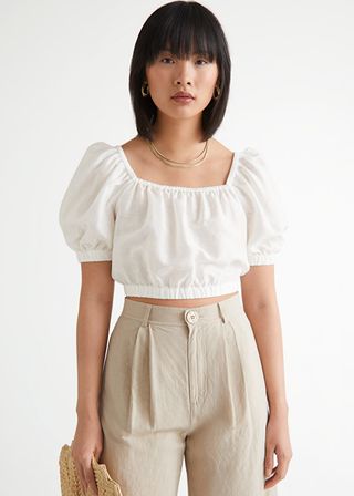 & Other Stories + Puff Sleeve Crop Top