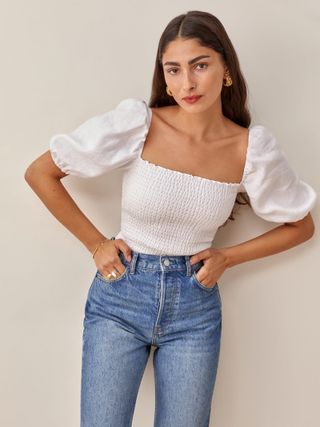 Reformation + Mulberry Linen Top