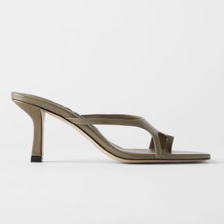 Zara + Square Toe Sandals in Khaki
