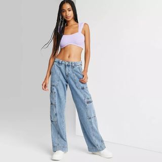 Wild Fable + Cargo High Rise Wide Leg Jeans