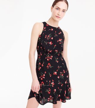J.Crew + Ruched-Waist Dress in Falling Floral