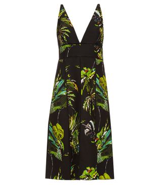 Proenza Schouler + Tropical-Print Cut-Out Dress
