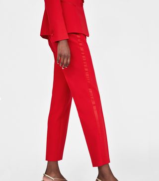 Zara + Tuxedo Pants With Side Trim Detail