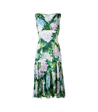 Dolce & Gabbana + Hydrangea Print Pleated Dress