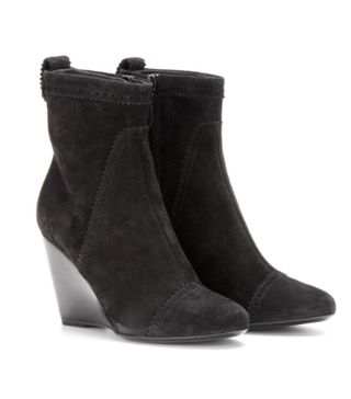 Balenciaga + Suede Brogue Wedge Ankle Boots