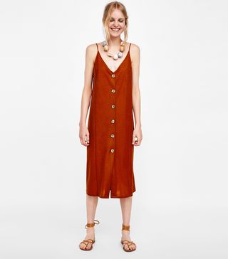 Zara + Strappy Dress With Buttons