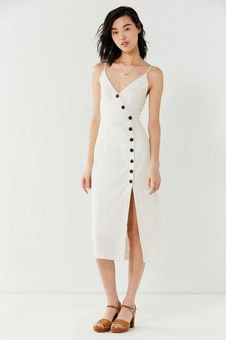 Urban Outfitters + Amber Button-Down Linen Midi Dress