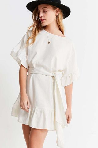 Urban Outfitters + Suddenly Spring Linen Ruffle Tie Dress