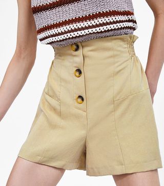Zara + Buttoned Bermuda Shorts
