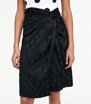 Zara + Jacquard Polka Dot Skirt