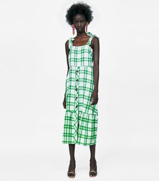 Zara + Checkered Dress With Buttons