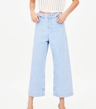 Zara + Authentic Wide-Leg High-Rise Culotte Jeans