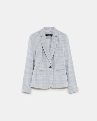 Zara + Button Checked Blazer