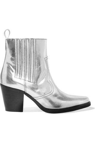 Ganni + Callie Metallic Leather Ankle Boots