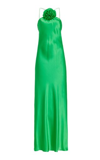 Rodarte + Floral-Appliquéd Silk Satin Slip Gown