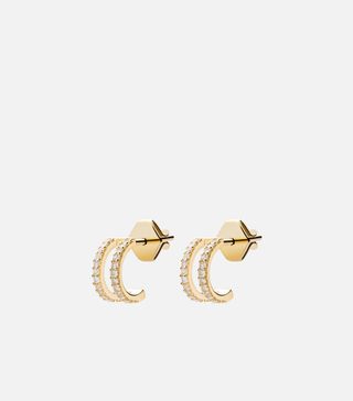 Miansai + Split Layer Earrings, 14K Gold Pavé
