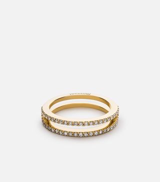 Miansai + Split Layer Ring, 14K Gold Pavé