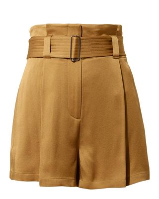 A.L.C. + Deliah Belted Satin Shorts Brown