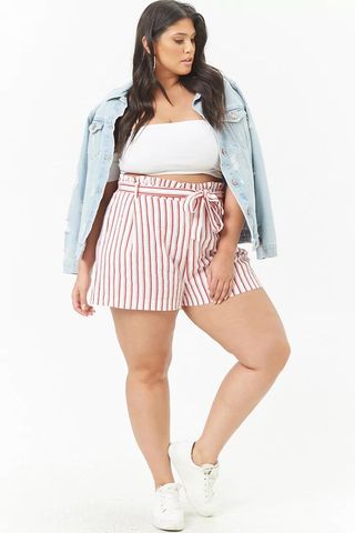 Forever 21 + Linen-Blend Striped Shorts