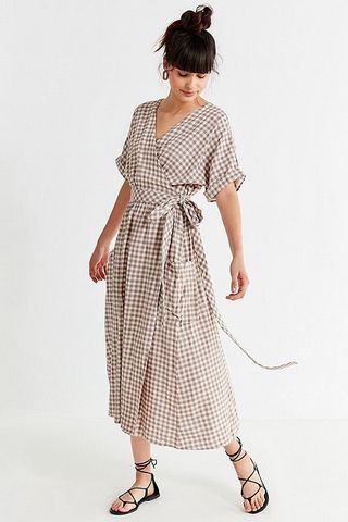 Urban Outfitters + Gabrielle Linen Midi Wrap Dress