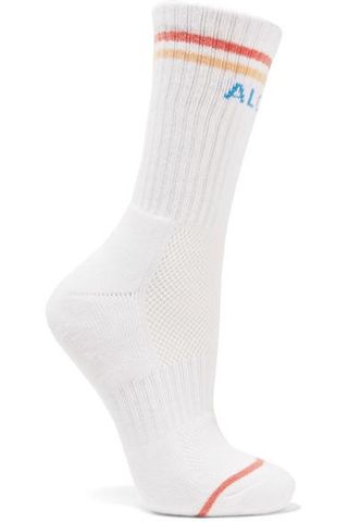 Mother + Intarsia Ribbed Stretch Cotton-Blend Socks