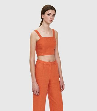 Paloma Wool + Boa Linen Crop Top in Orange