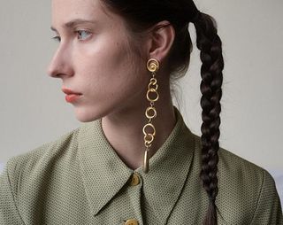 Persephone Vintage + Single Gold Chain Link Earrings