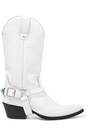Calvin Klein + Tex Tammy Glossed-Leather Boots