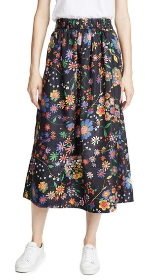 Tibi + Smocked Floral Skirt