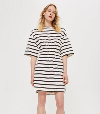 Topshop + Striped Drawcord T-Shirt Dress