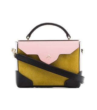 Manu Atelier + Yellow and Bubblegum Micro Bold Suede Cross-Body Bag