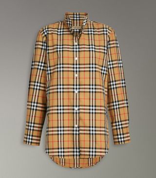 Burberry + Stand Collar Vintage Check Cotton Shirt