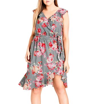 City Chic + Rose Picnic Ruffle Wrap Dress