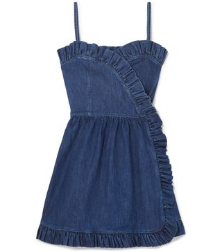 Stella McCartney + Ruffled Denim Wrap Mini Dress