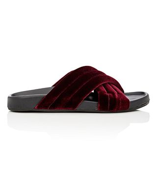 Barneys New York + Velvet Crisscross-Strap Slide Sandals