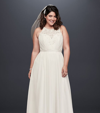 David’s Bridal Collection + Beaded Chiffon Halter Wedding Dress