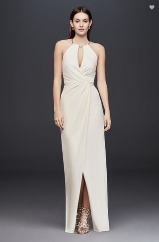 J’s Collection + Draped Crepe Sheath Dress With Neckline Detail