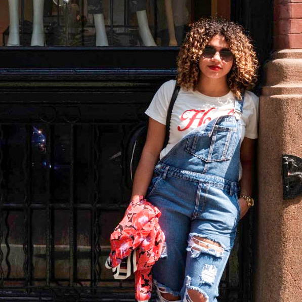 Stylish Spring Outfit: Dark Blue Denim Flare Overalls