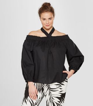 Who What Wear x Target + Long Billow Sleeve Halter Top