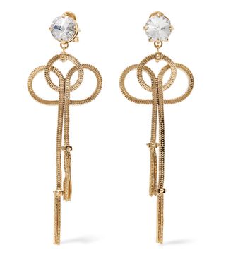 Prada + Gold-Tone and Crystal Clip Earrings