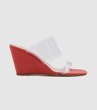 Maryam Nassir Zadeh + Olympia Wedge in Red Faux Lizard