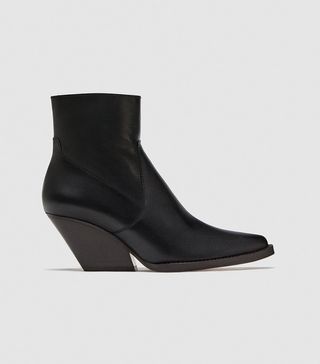 Zara + Leather Cowboy Ankle Boots