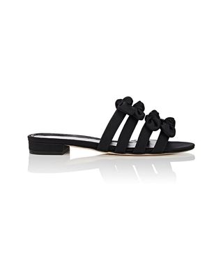 Barneys New York + Bow-Embellished Satin Slide Sandals