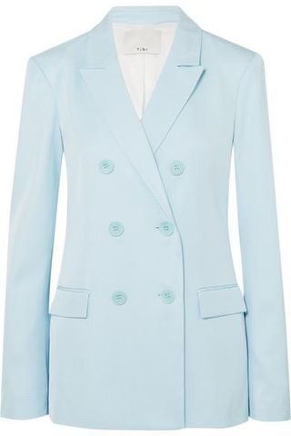 Tibi + Double-Breasted Satin-Twill Blazer