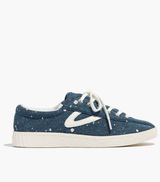 Madewell + Tretorn Nylite Plus Sneakers in Paint-Spattered Denim