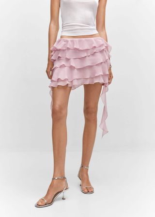 Mango + Ruffled Chiffon Skirt