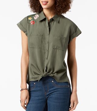 Style & Co. + Tie-Front Embroidered Shirt, Created for Macy's