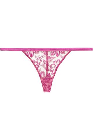 Myla + Colombia Road satin-trimmed embroidered tulle thong