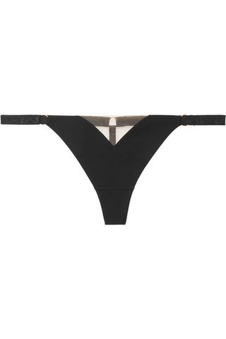 Myla + Wells Street Tulle-Trimmed Microfiber Thong