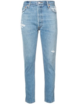 Re/Done + Distressed Reworked Slim Jeans